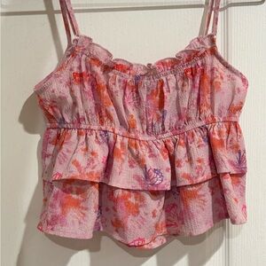 Wild Fable Pink and Orange Butterflies Top